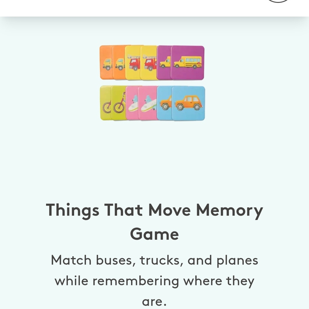 LOVEVERY Vibrant Vehicle Memory Game for Kids
